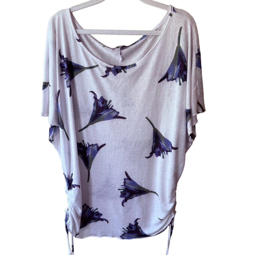 Kismet White and Blue Relaxed Ruched Tunic Women’s XL